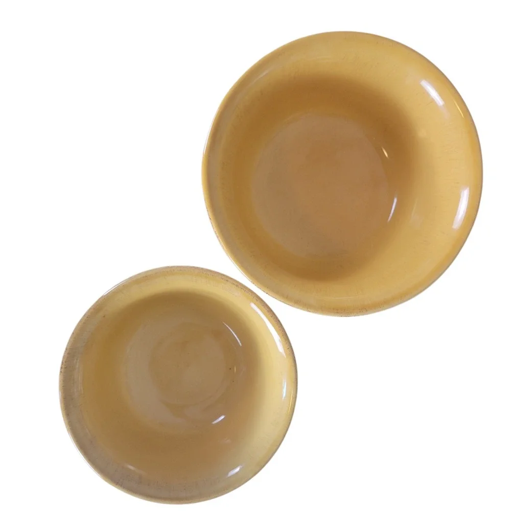 Pier 1 Toscana Gold Hand Painted Earthenware Bowls Set of 2 Italy 10